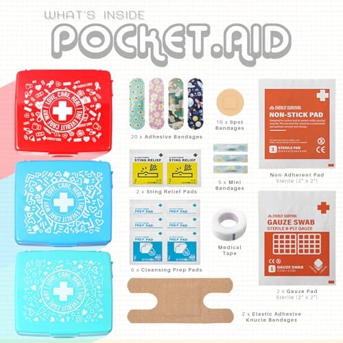 EVERLIT Pocket-Aid Mini First Aid Kit | Compact, Portable Hard-Shell Cases of 50 Items | Cuts, Scrapes, Wound Care Essentials for Travel, Outdoor, School, Camping, Home, Office (48 Packs | 2400 Pcs) - Image 2
