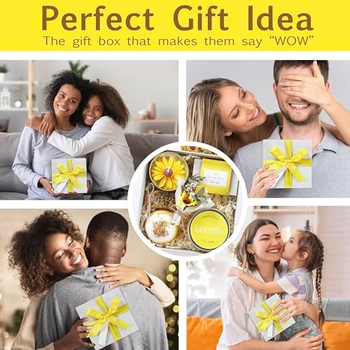 Sunflower Gifts for Women – Yellow Sunshine Spa Gift Box, Self Care Bath Basket with Citrus & Peony, Get Well Soon, Cheer Up or Birthday Present for Mom, Sister or Friend - Image 6
