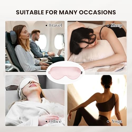 THXSILK Sleep Mask 100% 25 Momme Pure Mulberry Silk Super Smooth Cooling Sleep Eye Mask Blackout for Women/Man/Kids, Eye Cover with Wide Head Strap for Good Night Sleep, Charming Pink - Image 2
