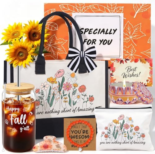 10 Pcs Fall Gifts Baskets for Women, Self Care Package for Her by Hincoogifts