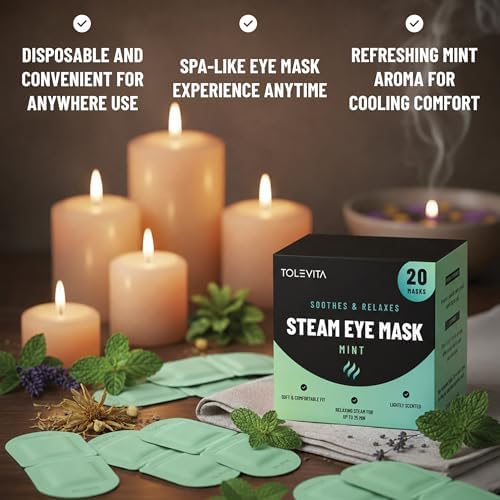 TOLEVITA Steam Eye Mask, 20 Pack Self-Heating Disposable Warm Eye Masks for Relaxation & Comfort (Mint) - Image 5