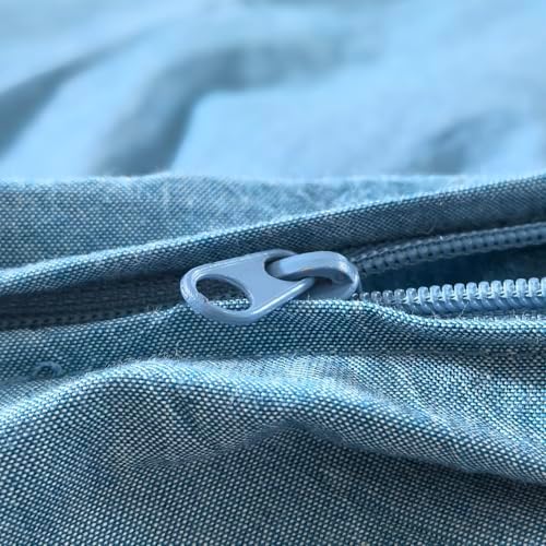 F.Y.Dreams 100% Washed Cotton Duvet Cover for Weighted Blanket 60x80 inches with 16 Ties, Zipper on Long Side/Slate Blue/Just Duvet Cover - Image 7