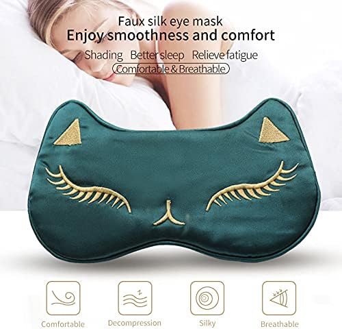 PERFECTSIGHT Sleep Eye Masks Silk Sleep Eye Cover Lightweight Adjustable Eyeshade Mask Satin Night Eyeshade Cover for Women Men Sleep Travel Nap (Cat-Yellow) - Image 2