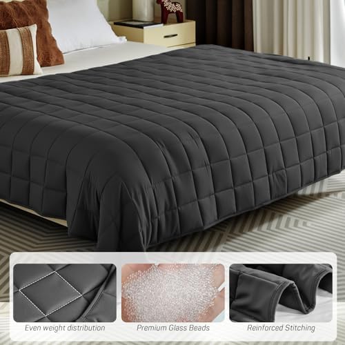 Weighted Blanket for Adults 15lbs, Queen Size Heavy Blanket for 125-180lbs, Weighted Throw Blanket with Premium Glass Beads, Soft Thick Blanket for Adult All-Season, 60 x 80 inches, Dark Grey - Image 6