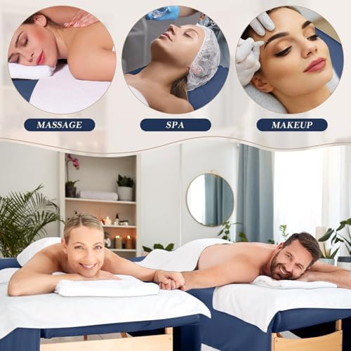 Mixweer 9 Pcs 3 Set Microfiber Massage Table Sheets Set Bulk Includes Flat Sheet, Fitted Sheet with Pocket, Face Rest Cover(Navy Blue) - Image 6
