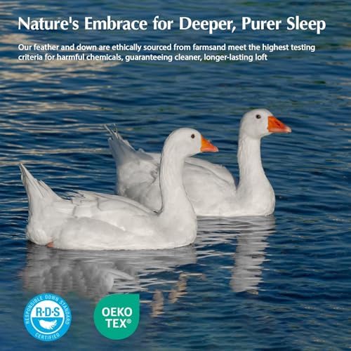 PACIFIC COAST Goose Down Fiber Comforters California King Duvet Insert, All Season White Comforter, 3D Hidden-Stitch Baffle Box Design,8 Tabs, Gifts for Women/Men, Extra Fluffy Luxury Duvet (104"x96") - Image 4