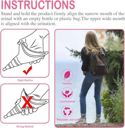 Female Urination Device, Reusable Female Urinal Silicone Women Pee Funnel | Women to Pee Standing Up, The Perfect Companion for Camping,Travel travel outdoor, folds compact, easy rinse - Image 5