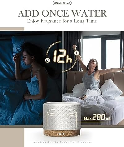 Essential Oil Diffuser - 280ml Ceramic Diffuser for Large Room & Commercial Use, 2.4MHz Aromatherapy Diffuser with Cool Mist Humidifier & Night Light, Ideal for Bedroom, Office, Yoga, Spa, Gifts - Image 3