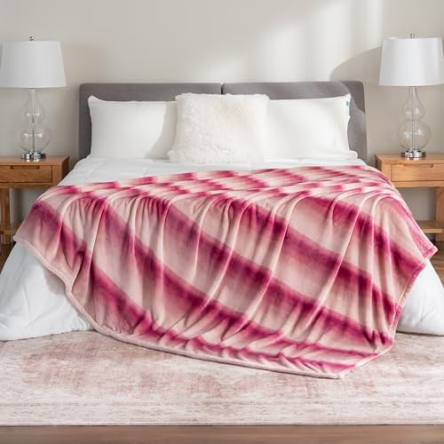 Berkshire Blanket-Classic Heavyweight Soft Printed VelvetLoft® Plush Blanket, Full/Queen Size Soft Fuzzy Warm Blanket for Couch Sofa Bed, Purple Pitch, 90in x 90in - Image 5