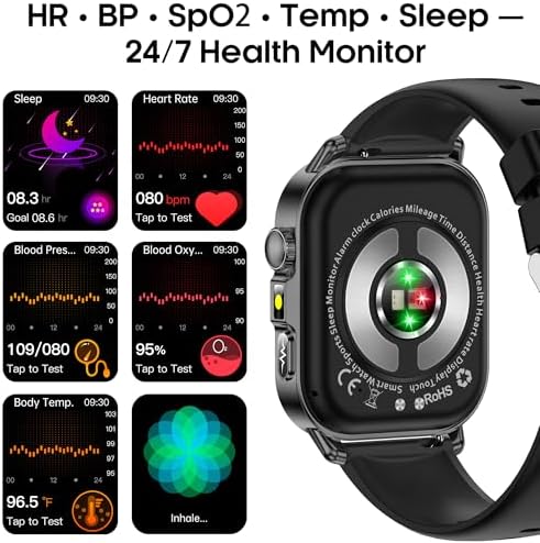 Yowow BIT Smart Watch for Men Women with 2.0" HD Display, Blood Pressure Oxygen Heart Rate Sleep Monitor, 136 Sports Modes, IP68 Waterproof Fitness - Image 2