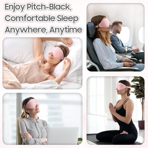 Sleep Mask - Total Blackout 3D Sleeping Mask, Super Lightweight & Silky Soft Eye Mask for Sleeping, Fully Adjustable Fit for Home, Office, Traveling, Meditation, Yoga, Pink - Image 6