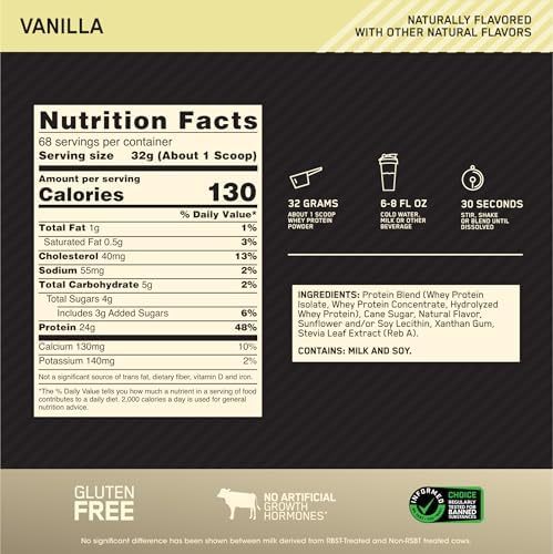 Optimum Nutrition Gold Standard Whey Protein Powder, Vanilla, 5 LB - Image 3