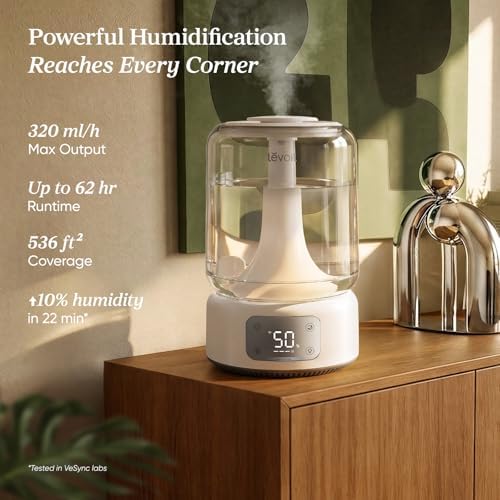 Levoit Humidifiers for Bedroom Large Room, 6.2L Tank, Smart App, Quiet 26dB - Image 2