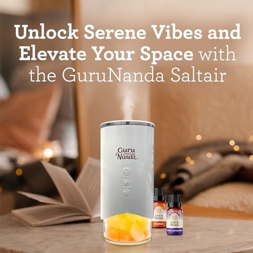 GuruNanda Saltair Lamp Essential Oil Diffuser & Humidifier Aromatherapy Mist with Changing Light - Himalayan Salt - White - 100mL - Image 6