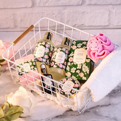 Gift Basket for Women, 8pcs Rose Jasmine Home Spa Self Care Gifts for Women - Image 6