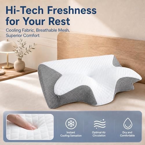 WINGLAM Cervical Pillow Memory Foam, Adjustable Loft for Neck and Shoulder Pain Relief, Ergonomic Contour for Side Back Stomach Sleepers – Breathable Pillowcase - Image 6