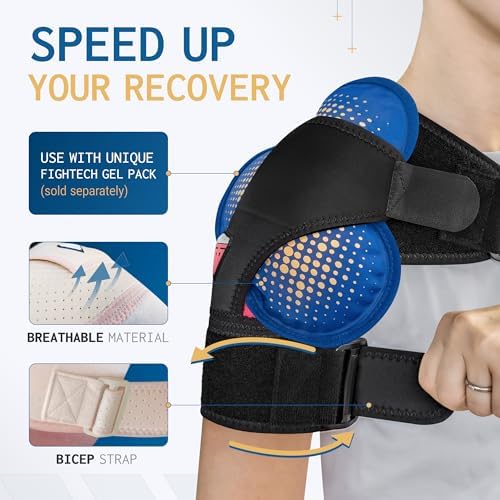 Shoulder Brace - Support & Injury Prevention Brace- Joint Pain Releaser- Shoulder Compression Wrap Strap - Adjustable Injury Accessories for Shoulders - Premium Quality Strap by FIGHTECH (Pink, S-M) - Image 2