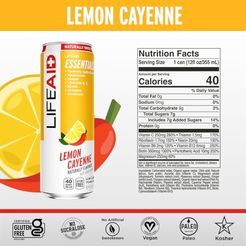 LIFEAID Vitality Blend, Daily Vitamins with Turmeric to Help Reduce Mild Inflammation from Everyday Stress, Healthy Soda Replacement, 100% Clean, Vegan, GF, 12 Fl Oz (Pack of 4) - Image 2