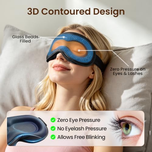 Weighted Eye Mask for Sleep, 3D Blackout Sleep Mask for Women Men, Black - Image 3