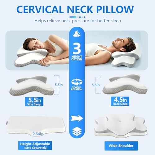 Cervical Neck Pillow for Neck Pain Relief & Side Sleeper | Ergo Pillow for Sleep Apnea, Neck Pain, and Snoring Relief | Orthopedic Memory Foam with Ergonomic Neck Support, White, Large - Image 2