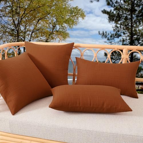 Kevin Textile Outdoor Waterproof 26”x26” Pillow Covers 2 Pack, Burnt Orange - Image 5