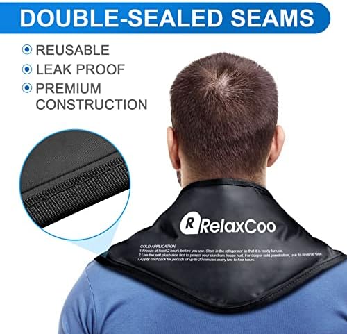 Neck Ice Pack Wrap, RelaxCoo Reusable Gel Ice Pack for Neck Shoulders, Cold Compress Therapy for Pain Relief, Injuries, Swelling, Bruises, Sprains, Inflammation and Cervical Surgery Recovery - Image 4