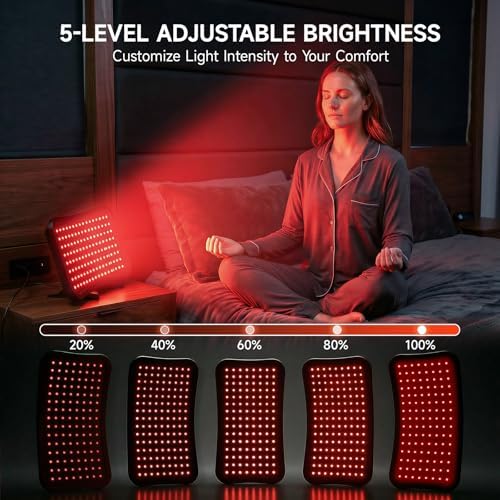Renergy Red Light Therapy Lamp with Stand, 660nm 850nm Near Infrared Red Light Therapy Panel for Face & Body, Portable LED Light Therapy Device with Remote Control, 5 Brightness 3 Timer for Home Use - Image 4