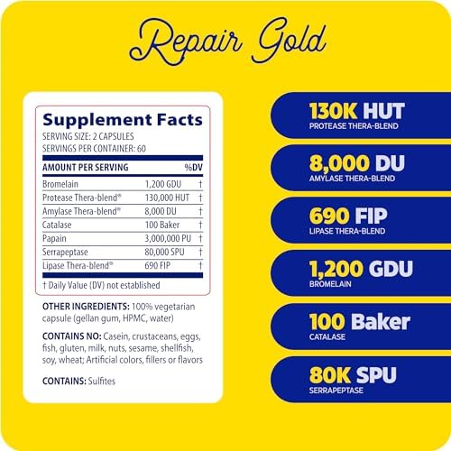 Enzymedica Repair Gold for Men & Women - 120 Capsules - Image 2