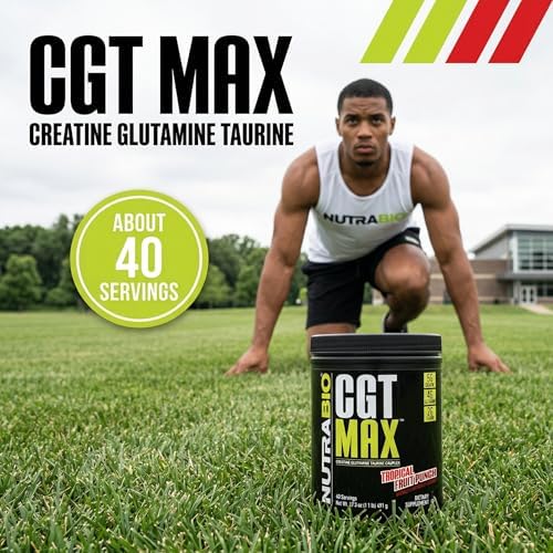 NutraBio CGT-MAX Powder- Creatine, Glutamine and Taurine to Support Muscle Recovery and Strength - 40 Servings - Tropical Fruit Punch… - Image 3