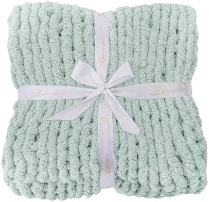 Bigacogo Chunky Knit Throw Blanket for Couch, 51x63 inches, Mint - Image 7