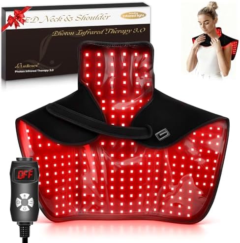 Red Light Therapy for Neck and Shoulders 3.0 – 660nm and 850nm LED Infrared Heating Pad with 288 LEDs, Deep Warming Muscle Comfort, Adjustable Timing, Relaxing Neck Device for Home Use by Unknown