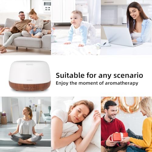 SEEDSEEL 300ML Essential Oil Diffuser, Mini Aromatherapy Diffuser with Remote Control, 7 Color Changing LED Light, 4 Timer for Bedroom, Room, Office - Image 4