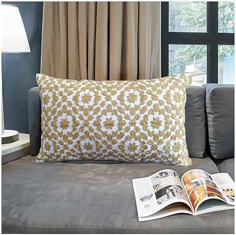 Decorative Pillow Cover Golden Palm 12x20 Lumbar Pillow Cushion Cover Oil Yellow Trellis Mina Throw Pillow Case Dark Mustard Yellow/Ochre Gold Color 1 pc Cotton Canvas 30x50cm by Aitliving