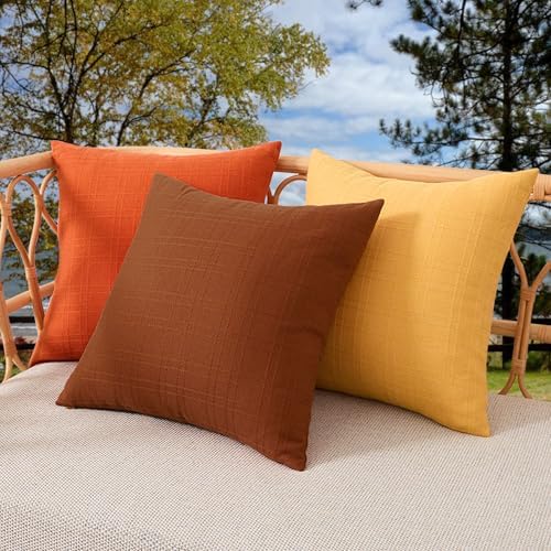 Kevin Textile Outdoor Waterproof 16”x16” Pillow Covers 2 Pack, Orange - Image 7
