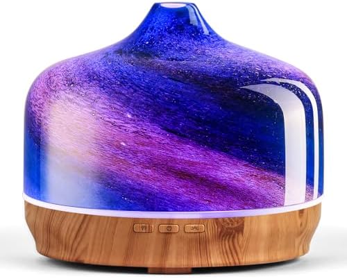 Porseme 500ml Glass Essential Oil Diffuser Aromatherapy Ultrasonic Cool Mist Humidifier 15-21 Running Hours Waterless Auto-Off Air Diffusers for Sleeping Yoga Working Spa(Galaxy) by Porseme