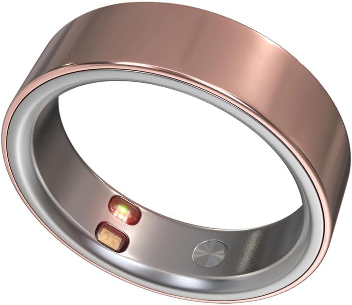 Smart Ring Health Tracker 5ATM Waterproof Sport Ring Exclusive Vibration Alerts Titanium Blood Oxygen/Sleep/Emotional Management Women Cycle Prediction Compatible with iOS/Android Dawn Rose Gold 6.5 by Unknown