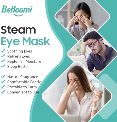BeHoomi 20 Packs Steam Eye Mask, Heated Eye Mask Warm Compress for Eyes, Disposable Self Heating Steam Mask for Home, Sleep, Spa, Travel Essentials & Relaxation Gifts for Women (Unscented) - Image 3