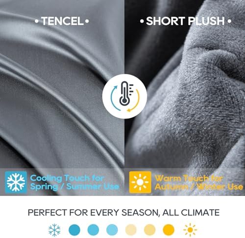 OMYSTYLE King Size Weighted Blanket 20lbs(88''x104'', Double-Sided), Reversible Weighted Blanket with Warm Short Plush and Cool Tencel Fabric for All Season Use - Carry Bag Included - Image 2