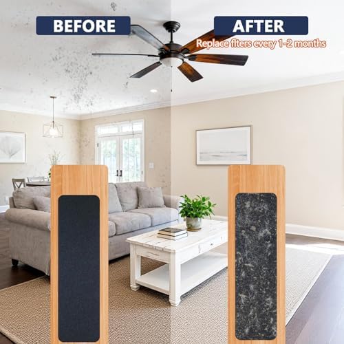 20Pcs Ceiling Fan Filters for Blades, Activated Coconut Shell Carbon Ceiling Fan Filters, Unscented Fan Blade Air Purifier Pads for Common Household Contaminants, Easily Sticks - Image 5