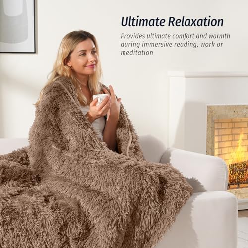 Wemore Weighted Blanket for Adult 48"x72" 15lbs Soft Long Plush Twin Brown - Image 4