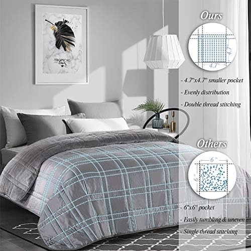 OMYSTYLE Reversible Weighted Blanket 48''x72'' 15lbs for Adults, Warm Short Plush and Cool Tencel Fabric Double-Sided Weighted Blanket for All Season Use - Carry Bag Included - Image 6