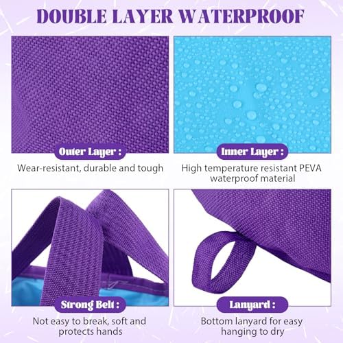 FillTouch 6 Sets Foldable Foot Bath Kit 15L Collapsible Foot Soaking Tub Bathroom Towels Women Adult Foldable Slippers with Storage Bag Spa Soak Pedicure Bath for Travel Camping (Purple) - Image 3