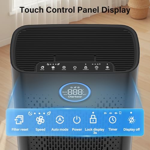Air Purifiers for Home Pets Up to 3000Ft², Large Room Air Purifier with PM2.5 Air Quality Monitor, Sleep Mode, Air Purifiers for Bedroom Office for Allergies, Smoke, Dust, Pollen,8000B,Black - Image 3