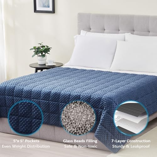 L'AGRATY Weighted Blanket for Adult - 60"x80" 20lbs Minky Dots Heavy Blanket with Glass Beads Soft Breathable for All-Season Summer Fall Winter Thick Comfort for Sleeping - Image 4
