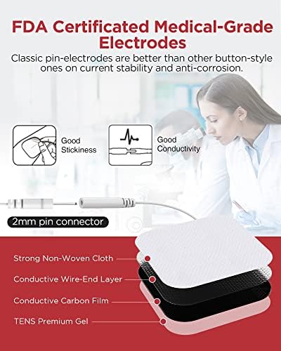 TENKER TENS Unit Muscle Stimulator, 24 Modes EMS Machine for Pain Relief Therapy/Pain Management, Rechargeable Electronic Pulse Massager with 2"x2" and 2"x4" Electrode Pads (Silver) - Image 5
