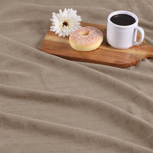Superior Cotton Blanket Breathable All Season Comfy Bedding, Full/Queen, Khaki - Image 6