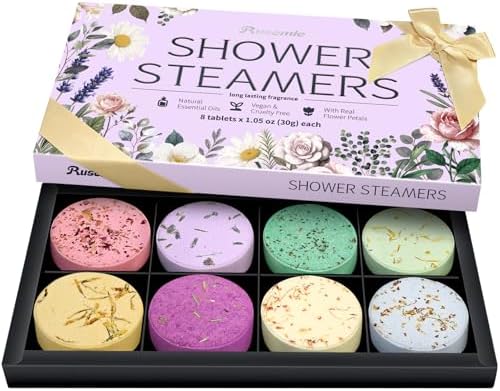 Shower Steamers Aromatherapy Birthday Gifts for Women - 8 Pcs Mothers Day Gifts for Mom Wife Daughter Grandma, Self Care with Natural Essential Oils Relaxation Home Spa Gift Set (Purple) by Unknown
