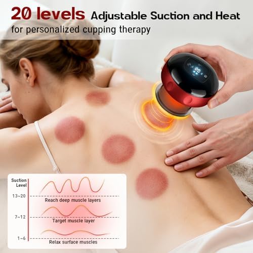 2 Pack Cupping Set, 7-in-1 Smart Cupping Therapy Massager. Red Light Cupping Therapy Set with 2 Modes for Targeted Muscle Soreness,Tighter Skin,Cupping Kit with 20 Levels Suction and Heat and Gua Sha - Image 4