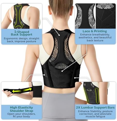 AOFIT Posture Corrector for Women, Upper Back Brace for Pain Relief Blue M - Image 3
