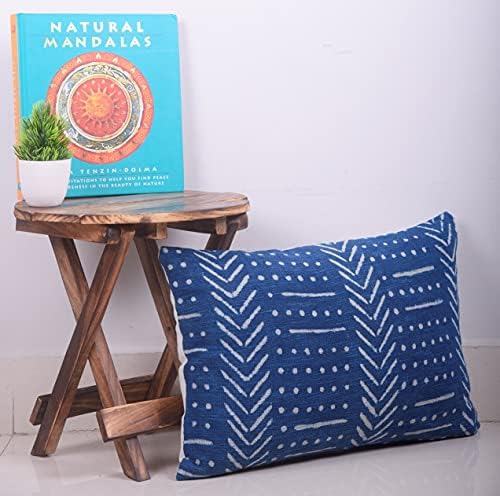 Trade Star Geometric Luxurious Ethnic Cushion Case Decorative Authentic Pillow Case Lumbar Cushion Cover 100% Cotton Throw Pillow Cover for Bedroom Spring Pillow Case (Indigo Snow 12X18 INCHES) - Image 4